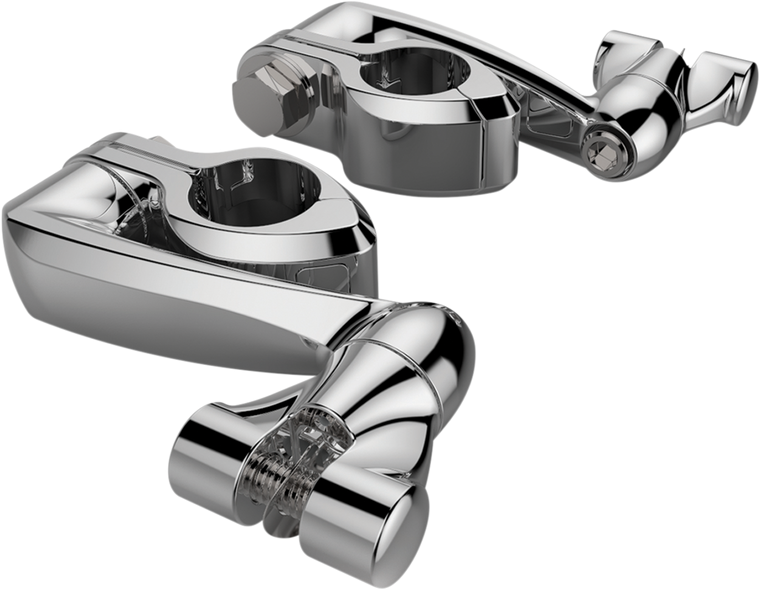 Ciro - Pinless Clamp - Chrome - 4" Extension - Engine Guard Highway Peg Hingeless Mounting Clamp Kit - 60004