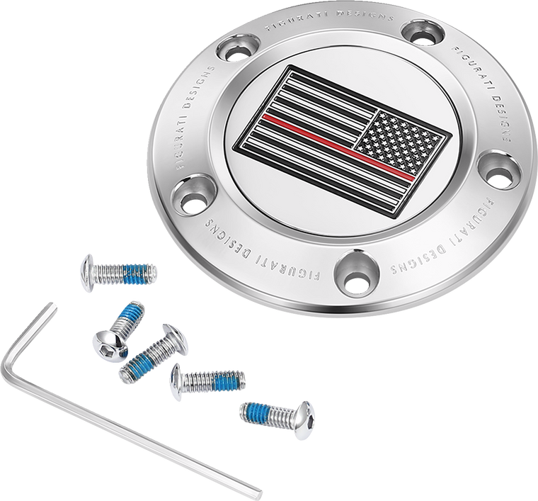 Figurati Designs - Timing Cover - 5 Hole - American - Red Line - Stainless Steel - Timing Cover - FD73-TC-5H-SS