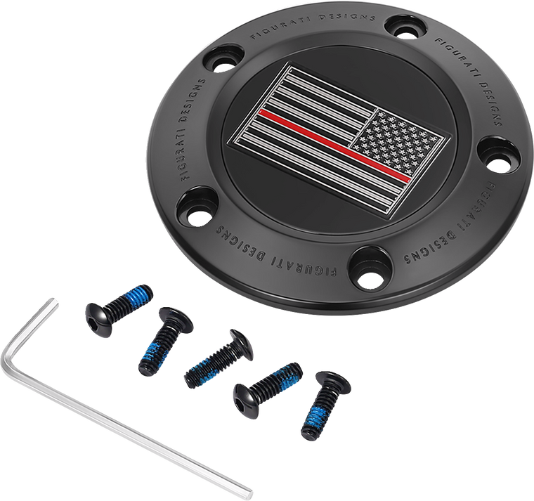 Figurati Designs - Timing Cover - 5 Hole - American - Red Line - Black - Timing Cover - FD75-TC-5H-BLK