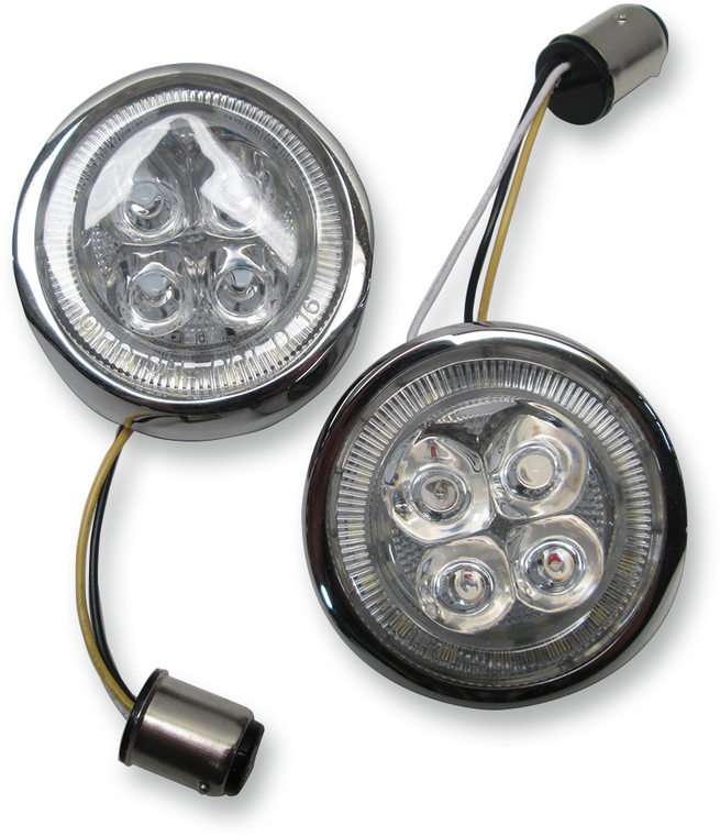 Ciro - Front Signal Light Inserts - Chrome - Amber Lens - Fang Signal Light Inserts  Front - 45400