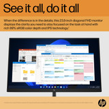HP E-Series E24 G5 computer monitor 60.5 cm (23.8") 1920 x 1080 pixels Full HD LED Silver, Black - 6N6E9AA
