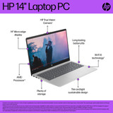 HP 14-em0007na Laptop 35.6 cm (14") Full HD AMD Ryzen™ 5 7520U 8 GB LPDDR5-SDRAM 512 GB SSD Wi-Fi 6 (802.11ax) Windows 11 Home Silver - 800Q4EA