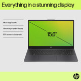 HP 15-fd0023na Laptop 39.6 cm (15.6") HD Intel® N N200 4 GB DDR4-SDRAM 128 GB Flash Wi-Fi 6E (802.11ax) Windows 11 Home in S mode Black - 84T86EA