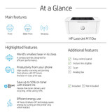 HP LaserJet M110w Printer, Black and white, Printer for Small office, Print, Compact Size - 7MD66F