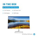 HP M24fwa computer monitor 60.5 cm (23.8") 1920 x 1080 pixels Full HD LCD Silver, White - 34Y22AA