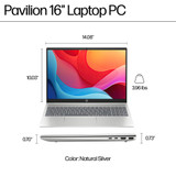 HP Pavilion 16-ag0009na AMD Ryzen™ 5 8540U Laptop 40.6 cm (16") Touchscreen WUXGA 8 GB LPDDR5-SDRAM 512 GB SSD Wi-Fi 6 (802.11ax) Windows 11 Home Blue - A2SC4EA