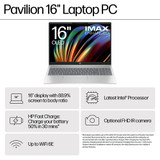 HP Pavilion 16-af0004na Intel Core Ultra 5 125U Laptop 40.6 cm (16") WUXGA 16 GB LPDDR5-SDRAM 512 GB SSD Wi-Fi 6 (802.11ax) Windows 11 Home Silver - A2SC1EA