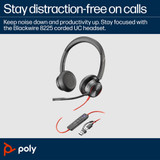 POLY Blackwire 8225 Stereo Microsoft Teams Certified USB-C Headset +USB-C/A Adapter - 8X225AA
