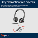POLY Blackwire 8225 Stereo Microsoft Teams Certified USB-C Headset +USB-C/A Adapter - 8X225AA