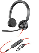 POLY Blackwire 3325 Stereo Microsoft Teams Certified USB-C Headset +3.5mm Plug +USB-C/A Adapter - 8X222AA