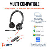 POLY Blackwire 3320 Stereo Microsoft Teams Certified USB-C Headset +USB-C/A Adapter - 8X220AA