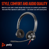 POLY Blackwire 3320 Stereo Microsoft Teams Certified USB-C Headset +USB-C/A Adapter - 8X220AA