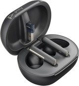 POLY Voyager Free 60+ UC M Carbon Black Earbuds +BT700 USB-A Adapter +Touchscreen Charge Case - 7Y8G9AA