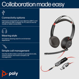 POLY Blackwire 5220 Stereo USB-C Headset +3.5mm Plug +USB-C/A Adapter - 8X231AA