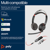 POLY Blackwire 5220 Stereo USB-C Headset +3.5mm Plug +USB-C/A Adapter - 8X231AA