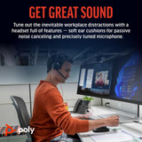 POLY Blackwire 5220 Stereo USB-C Headset +3.5mm Plug +USB-C/A Adapter (Bulk) - 8X231A6