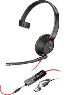 POLY Blackwire 5210 Monaural USB-C Headset +3.5mm Plug +USB-C/A Adapter - 8X230AA