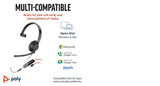 POLY Blackwire 5210 Monaural USB-C Headset +3.5mm Plug +USB-C/A Adapter - 8X230AA