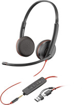 POLY Blackwire 3225 Stereo USB-C Headset +3.5mm Plug +USB-C/A Adapter - 8X229AA