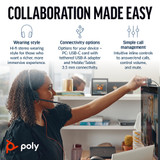 POLY Blackwire 3225 Stereo USB-C Headset +3.5mm Plug +USB-C/A Adapter - 8X229AA