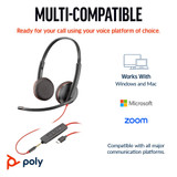 POLY Blackwire 3225 Stereo USB-C Headset +3.5mm Plug +USB-C/A Adapter - 8X229AA