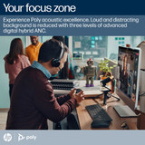 POLY Voyager Focus 2 Microsoft Teams Certified USB-C-C Headset +USB-C/A Adapter +Charging Stand - 9T9J6AA