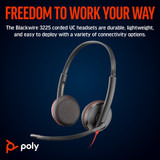 POLY Blackwire 3225 Stereo USB-C Headset +3.5mm Plug +USB-C/A Adapter (Bulk) - 8X229A6