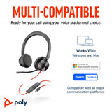 POLY Blackwire 8225 Stereo USB-C Headset +USB-C/A Adapter - 8X223AA