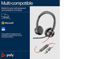 POLY Blackwire 8225 Stereo USB-C Headset +USB-C/A Adapter - 8X223AA