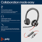 POLY Blackwire 8225 Stereo USB-C Headset +USB-C/A Adapter - 8X223AA
