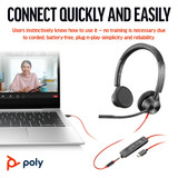 POLY Blackwire 3325 Stereo USB-C Headset +3.5mm Plug +USB-C/A Adapter - 8X221AA