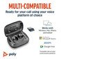 POLY Voyager Free 60 UC M Carbon Black Earbuds +BT700 USB-A Adapter +Basic Charge Case - 7Y8L7AA