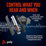 POLY Voyager Free 60 UC M Carbon Black Earbuds +BT700 USB-A Adapter +Basic Charge Case - 7Y8L7AA