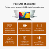 ASUS Vivobook Go 15 E1504FA-NJ715W AMD Ryzen™ 3 7320U Laptop 39.6 cm (15.6") Full HD 8 GB LPDDR5-SDRAM 128 GB SSD Wi-Fi 6E (802.11ax) Windows 11 Home in S mode Black - 90NB0ZR2-M01P40
