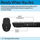 HP 725 Multi-Device Rechargeable Wireless Keyboard and Mouse Combo - 9T5B0UT