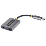 StarTech.com USB-C Headphone Splitter, USB Type C Dual Headset Adapter w/Mic Input, USB C to 3.5mm Audio Adapter/Earphone Dongle, USB C to Audio Jack/Aux Output, 24-bit DAC - USBC-AUDIO-SPLITTER