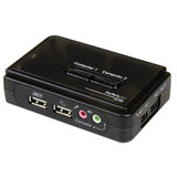 StarTech.com 2 Port Black USB KVM Switch Kit with Audio and Cables - SV211KUSB