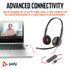 POLY Blackwire 3220 Stereo USB-C Black Headset +USB-C/A Adapter (Bulk) - 8X2J9A6