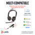 POLY Blackwire 5220 Stereo USB-C Headset +3.5mm Plug +USB-C/A Adapter - 8X231AA