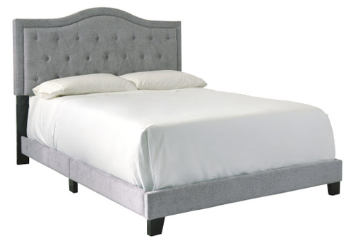 Jerary Gray Queen Upholstered Bed Camelback-style Tufted Headboard