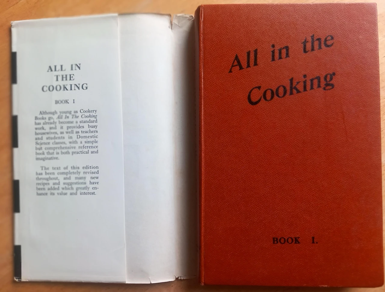 Josephine Marnell & Nora Breathnach -  All in the Cooking - Book One - 2nd Revised Edition HB - Educational Company - Vintage - Colaiste Mhuire Book of Household Cookery ( incl dustjacket)