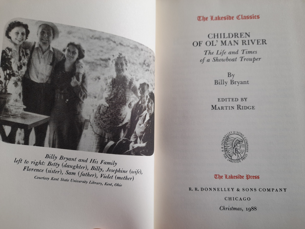 Bryant, Billy - Children of Ol'Man River: The Life and Times of a Showboat Trooper- HB  - ( Lakeside Press Classics 1989 )