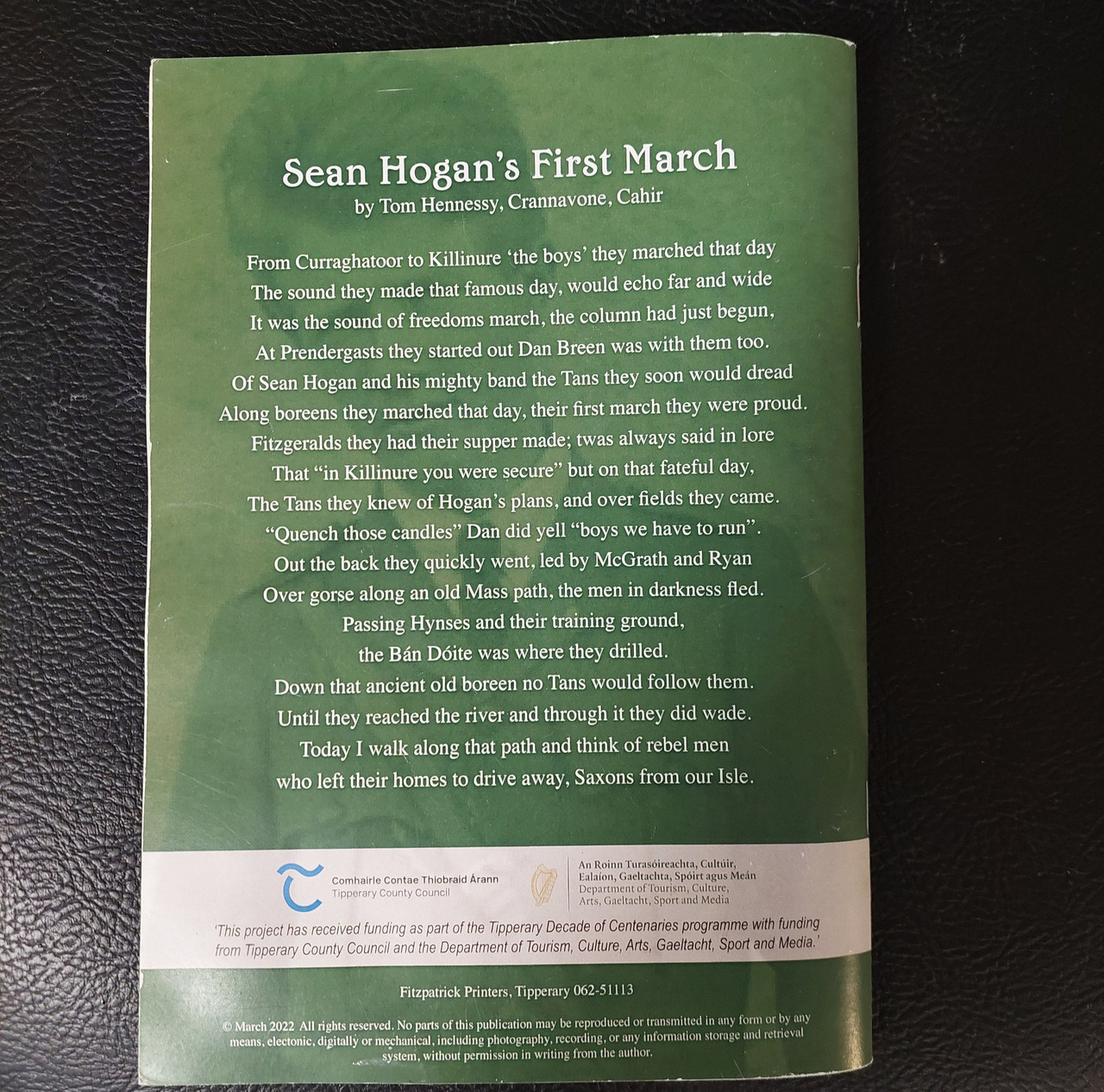 Tom Hennessy - Seán Hogan's Flying Column - PB - BRAND NEW ( Tipperary- War of Independence) - SIGNED
