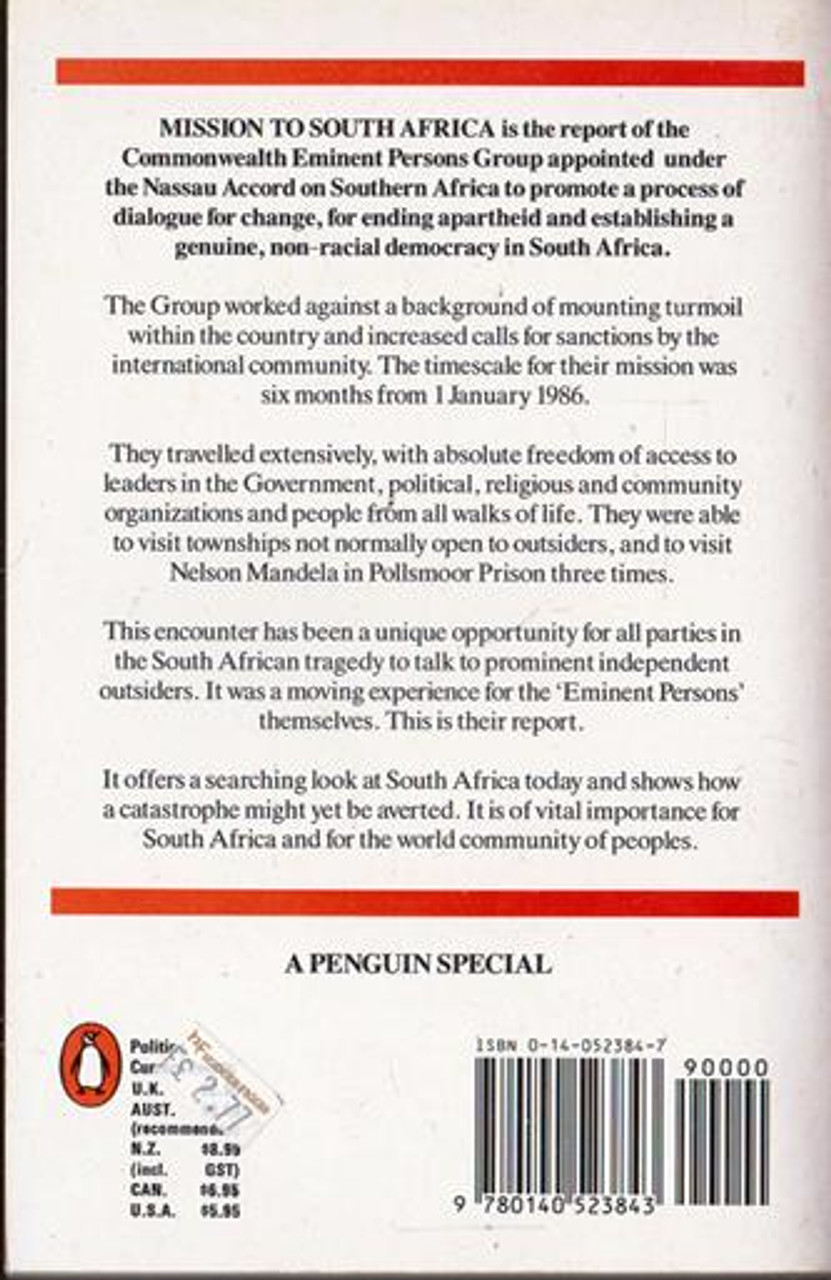 Shridath Ramphal / Mission to South Africa: The Commonwealth Report