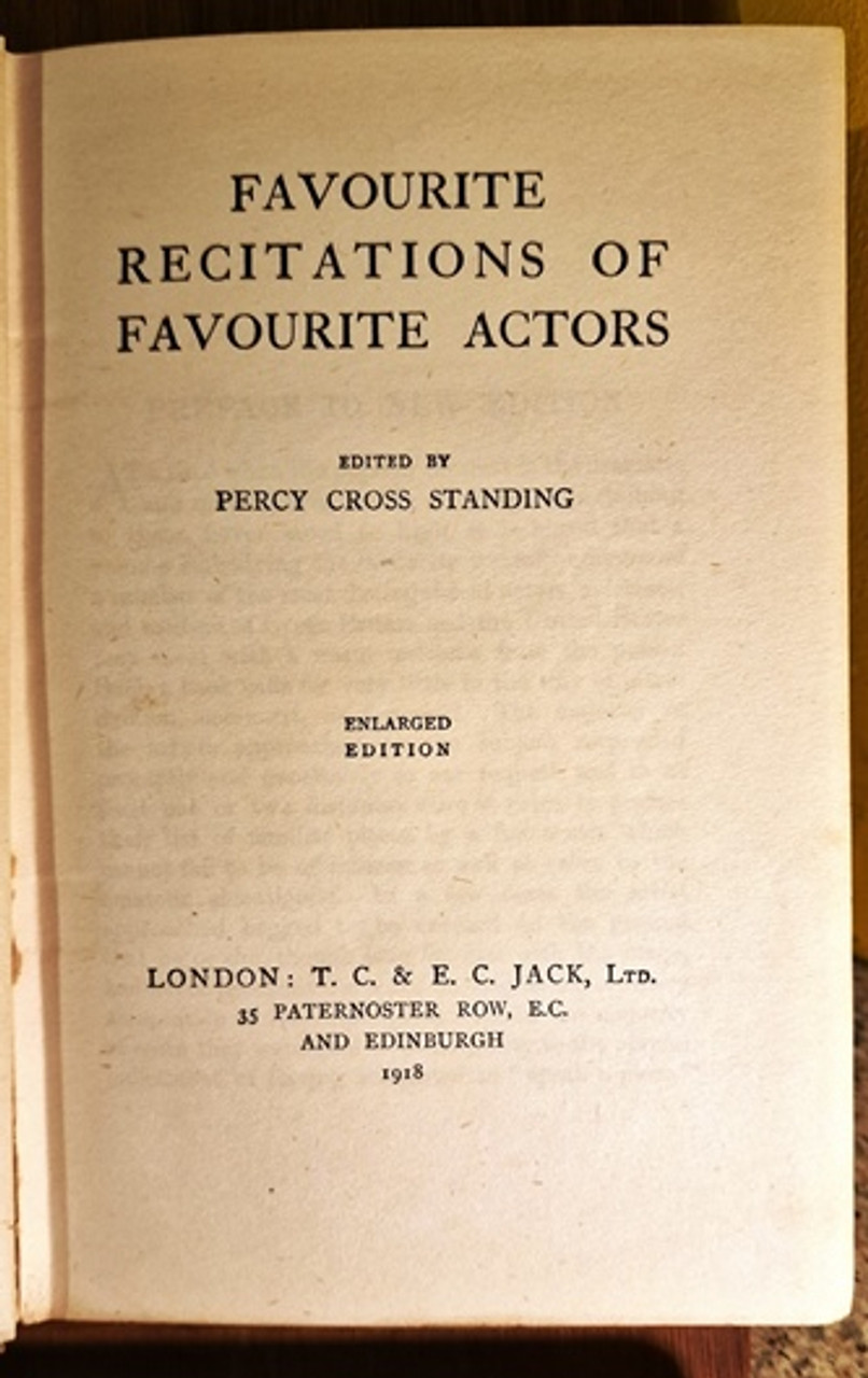 1918 Favourite Recitations of Favourite Actors by Percy Cross Standing