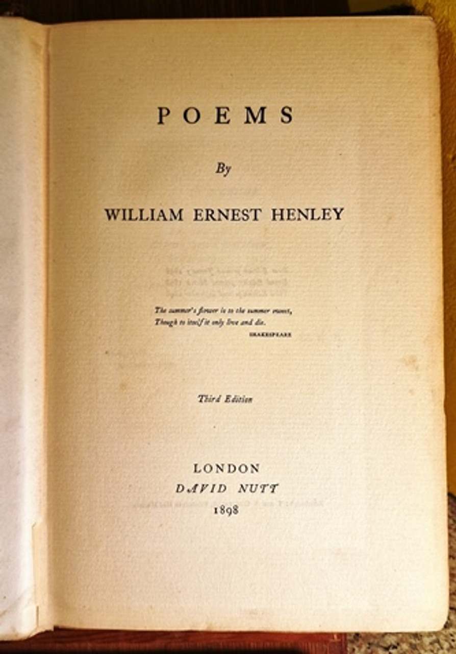1898 Poems By William Ernest Henley