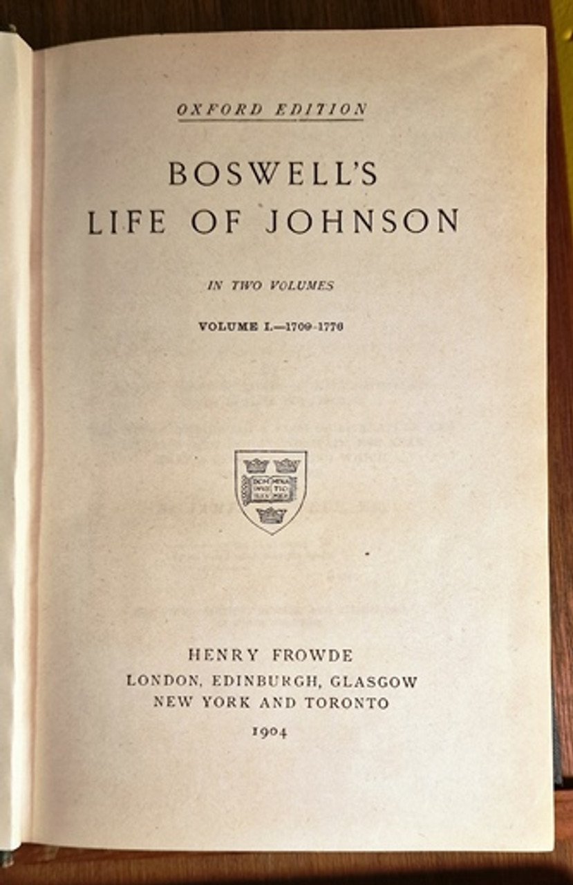 1904 The Life Of Samuel Johnson by James Boswell