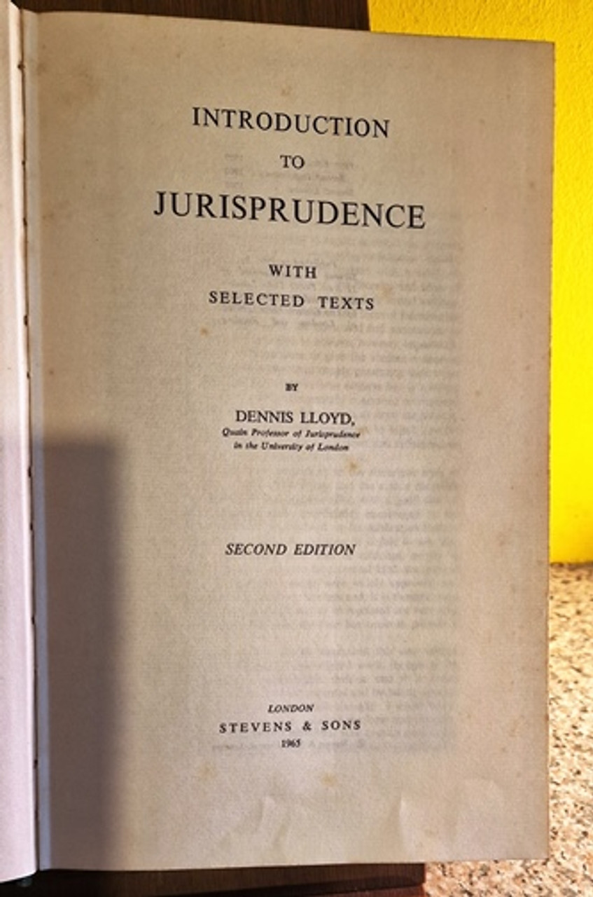 1965 Introduction To Jurisprudence by Dennis Lloyd
