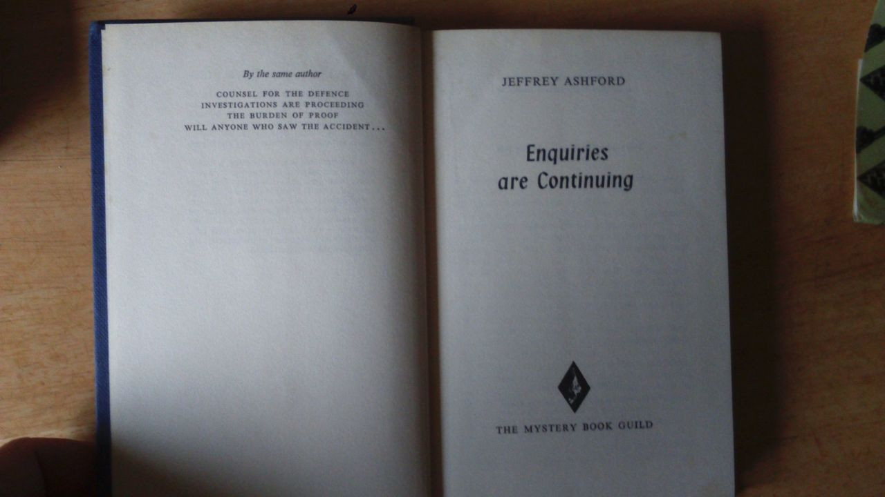 Ashford, Jeffrey - Enquiries Are Continuing - Mystery Guild Book 1965 Crime