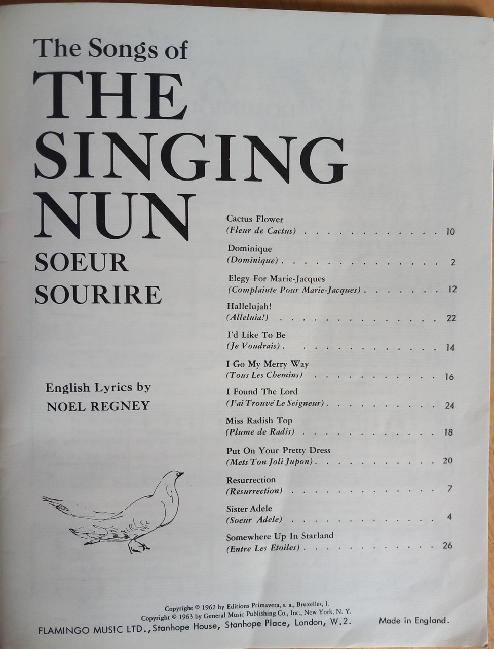 Flamingo Music Publishing - The Songs of the Singing Nun  : Soeur Sourire - 1963 -